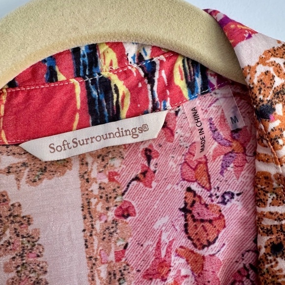 Soft Surroundings Long Flowy Blouse Boho Tunic Beach Coverup Casual Summer Top M - Picture 7 of 12